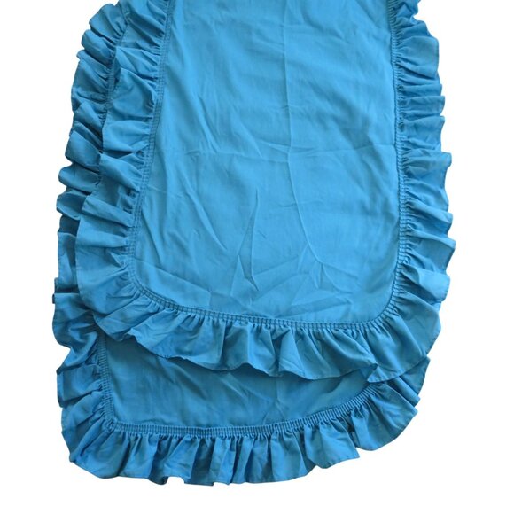 Vintage King Size Ruffled Teal Blue Pillow Shams Pillowcase Pair of 2 USA Made - Picture 3 of 6